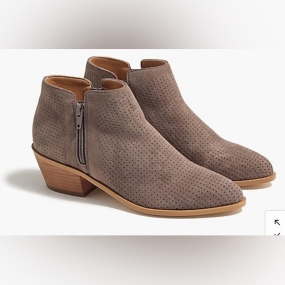 J Crew perforated ankle bootie with double side zip in brown size 8.5 - Picture 1 of 11